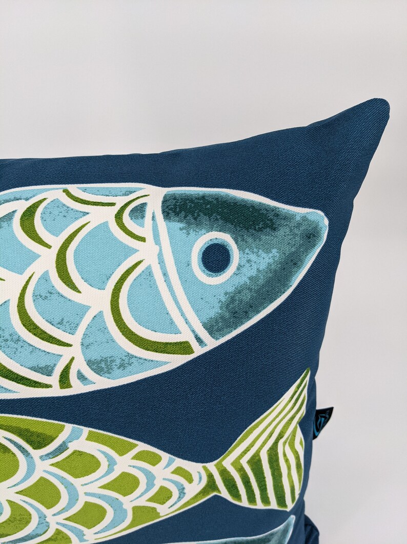Fish Print 16x16 Indooroutdoor pillow cover with zipper