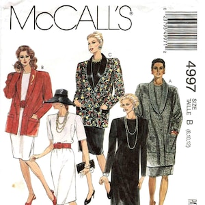 McCall’s Sewing Pattern 4997 Unlined Jacket and Dress   Misses 8,10,12 Uncut