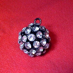 Rhinestone and Black Disco Ball Pendant