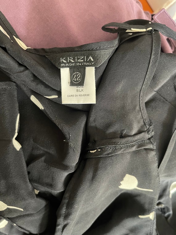 Krizia silk slip dress black floral print mini co… - image 9
