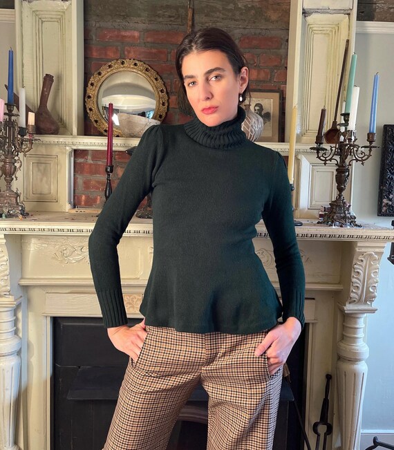 Ralph Lauren Collection Y2k Cashmere Blend Green Puff Sleeve High 