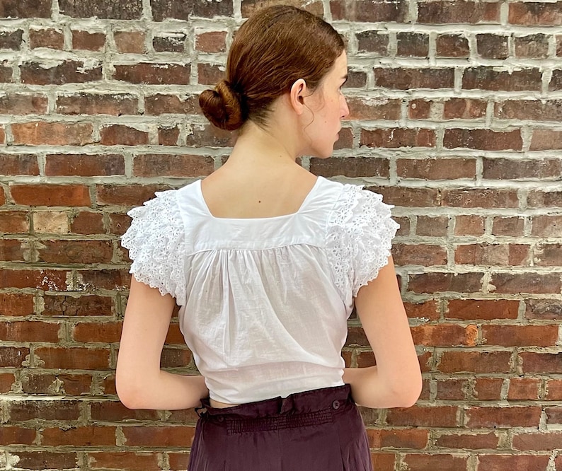 1930s 1940s cotton ruffled peasant top image 6