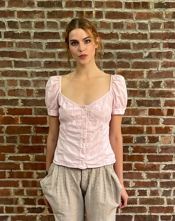 Miu Miu spring 2002 Y2K puff sleeve deep sweethea… - image 1