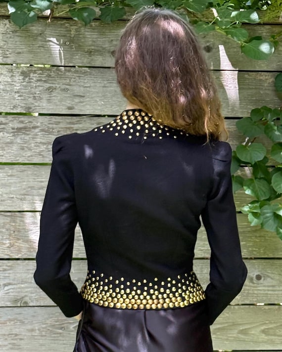 1940s heavy gold studded vintage puff sleeve zip … - image 11