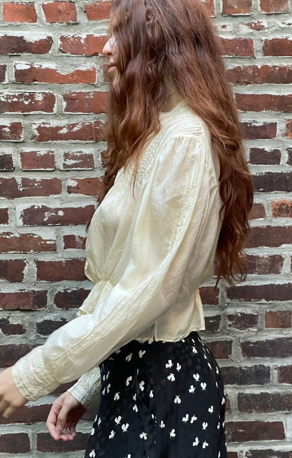 Edwardian silk blouse shirtwaist Victorian lace a… - image 6