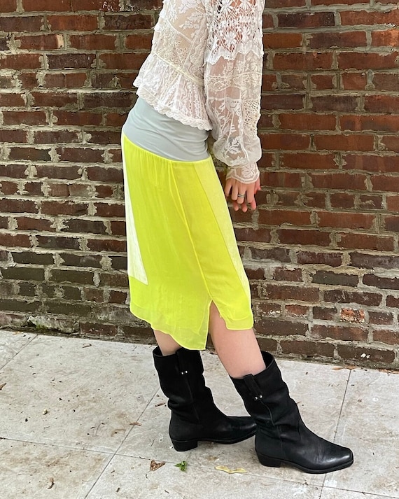 Martine Sitbon Very Rare Silk Velvet Neon Yellow Skirt Y2k Etsy