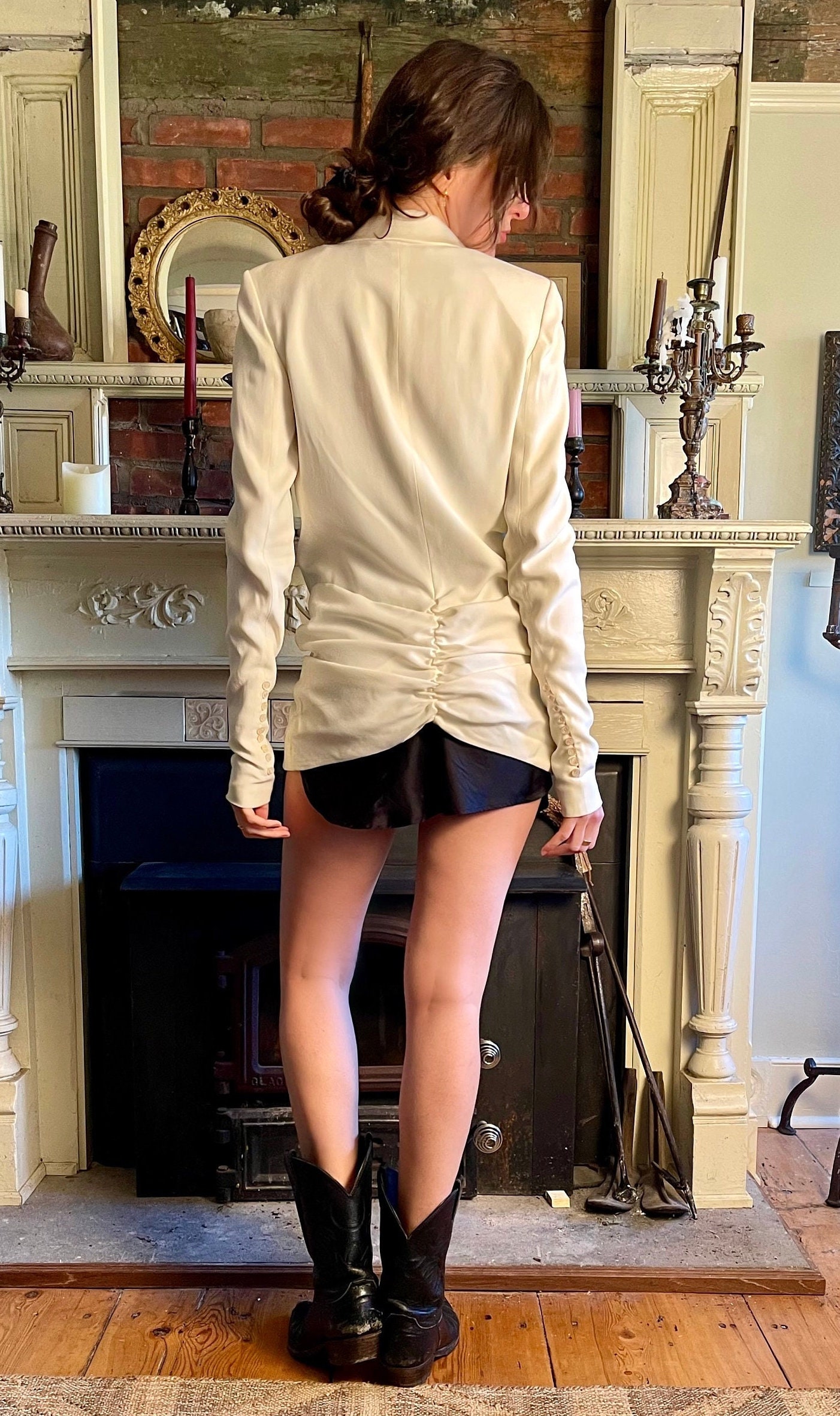 John Galliano ジャケット ブラック USA2 フリンジ フォーマル Vintage Designer Christian Dior Jacket