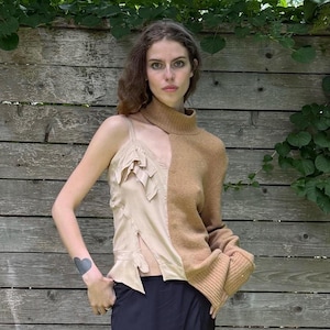 Early PREEN fall 2004 documented runway silk wool asymmetric cami sweater