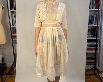 Edwardian Lace Lawn Dress, Antique Wedding Gown