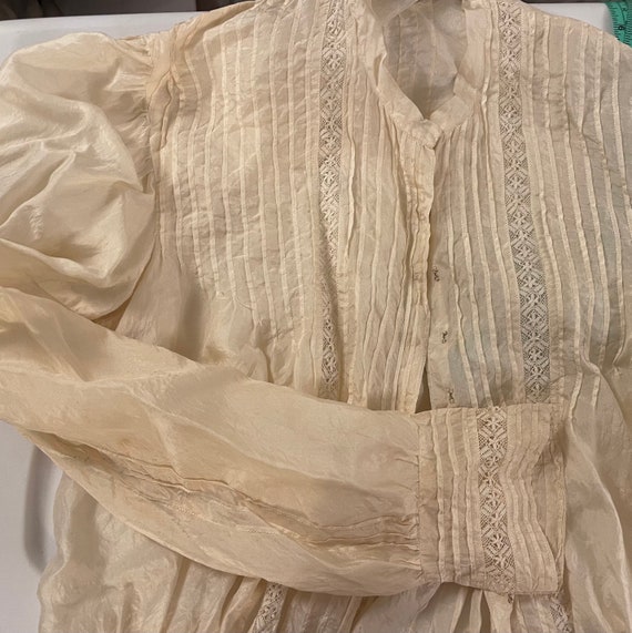 Edwardian silk blouse shirtwaist Victorian lace a… - image 9