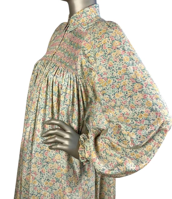 silk smock dress Bagatelle White/Blue Silk Handmade Smocked Dress
