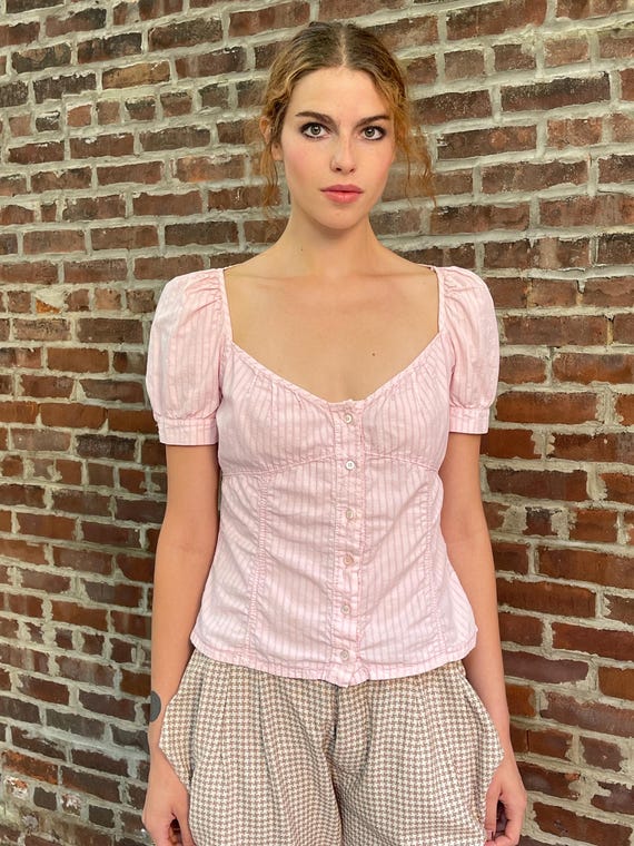 Miu Miu spring 2002 Y2K puff sleeve deep sweethea… - image 3