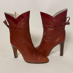 Susan Bennis Warren Edwards Shoes Brown Woven Leather Boot Italy VTG Size 9.5 Mens susan bennis/warren edwards - Gem main image 4