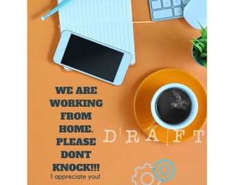 Work From Home, Door Sign, Do Not Knock, Do Not Disturb, WFH Sign ...