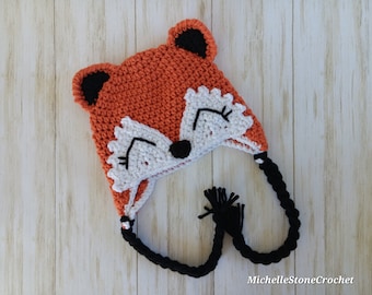 Fox Beanie/Winter hat/Baby-Adult Sizes *made to order*
