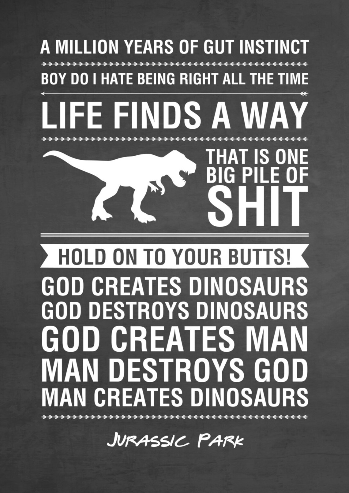 jurassic park quotes jpegpdf a4 letter 8x10 instant etsy