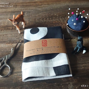 Japanese Hand Dyed Tenugui Handkerchief, Vinyl Record, akaihana Original