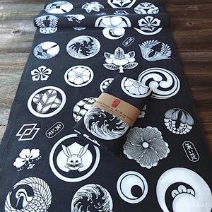 akaihana Original Tenugui, Kamon, Japanese Crest, Japanese Hand Dyed ⦿tnor0007