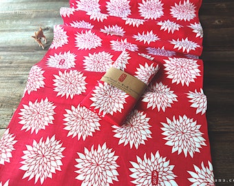 Tenugui original de Akaihana, rojo dalia, teñido a mano japonés ⦿tnor0005