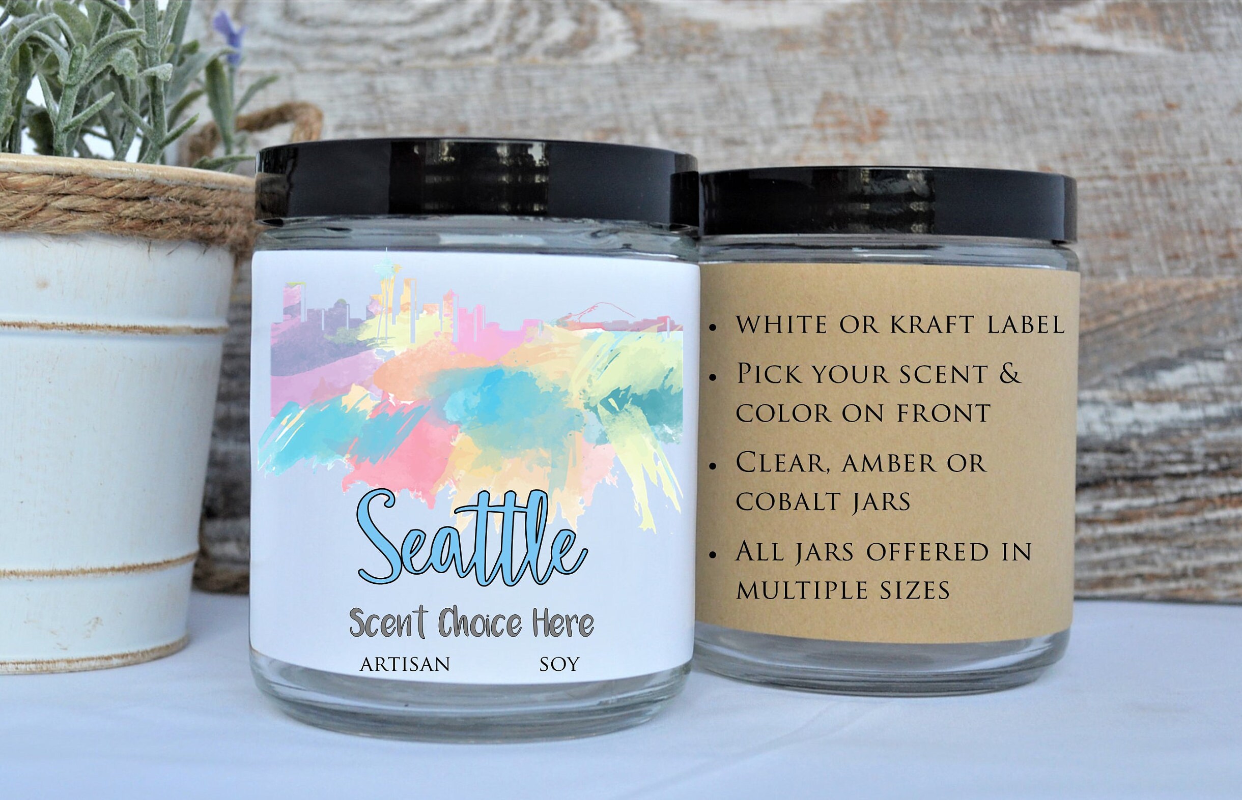 Seattle Skyline candle Seattle Washington candle Gift Homesick Etsy