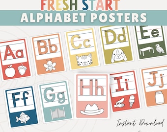 Alphabet Posters with Writing Lines, Letter Formation, Vowel Sounds (Digital Download)