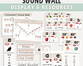Vowel Valley Consonant Sound Wall, Mouth Formation Cards, Science of Reading Classroom Decor, Phonics Flashcards Digital Download