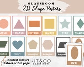 2D Shape Posters: Neutral Boho Classroom Decor (Printable)