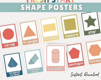 2D and 3D Shape Posters, Geometry Classroom Decor, Math Center Flashcards, Kid Friendly Font Shapes, Digital Download