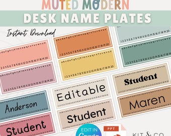 Neutral Classroom Desk Name Tags: Boho Decor (PDF & PPT)