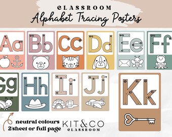 Alphabet Tracing Posters: Neutral Classroom Decor (PDF)