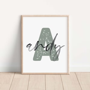 Póster de monograma personalizado personalizado, imprimible, regalo, arte de guardería mínima, impresión de pared, impresión digital, póster de nacimiento, decoración de sala de juegos