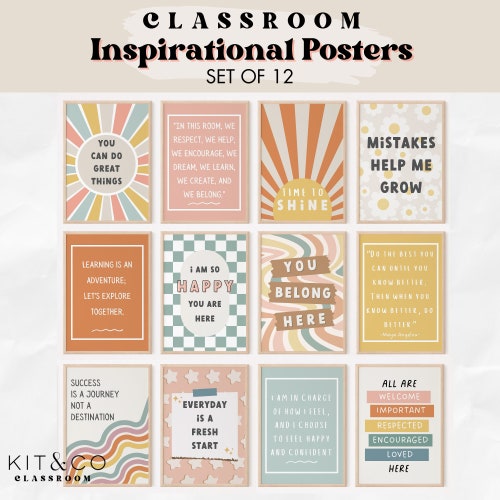 Boho Classroom Posters: Inspirational Growth Mindset Decor (Digital Download, 8.5x11 PDF & JPGs