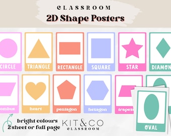Shape Posters: Bright Boho Classroom Decor (Printable PDF)
