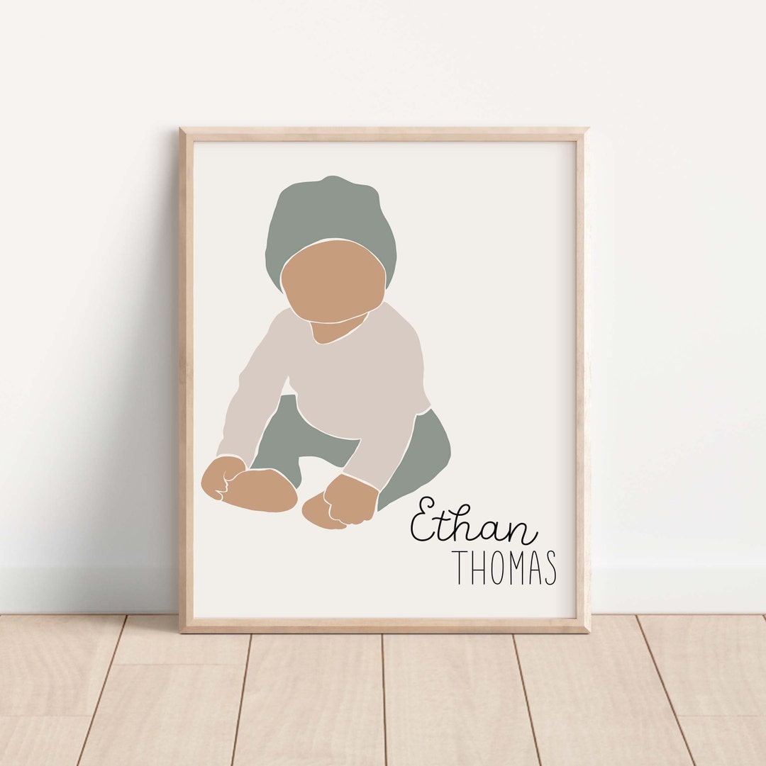 Custom Personalized Baby Boy Poster, Printable, Baby Gift, Minimal