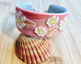 Peach blossom cuff and earrings set