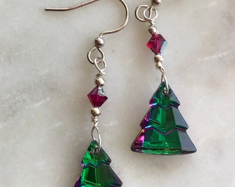 Vintage Swarovski tree earrings, antique Swarovski