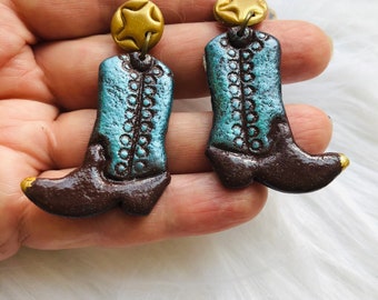 Cowgirl boot earrings