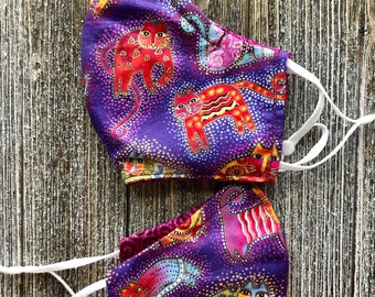 Fitted face mask, Laurel Burch cat print
