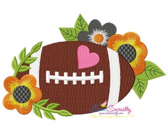 Football Flowers Machine Embroidery Design