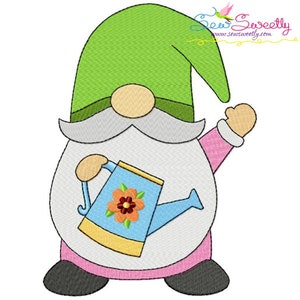 Spring Gnome Watering Can Embroidery Design