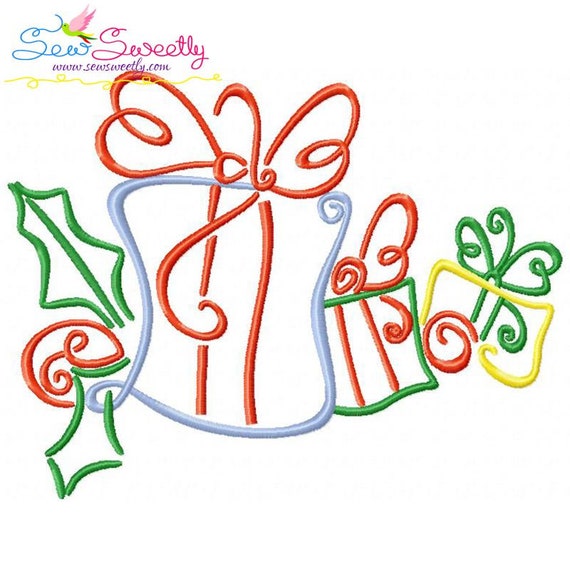 christmas swirls gifts embroidery