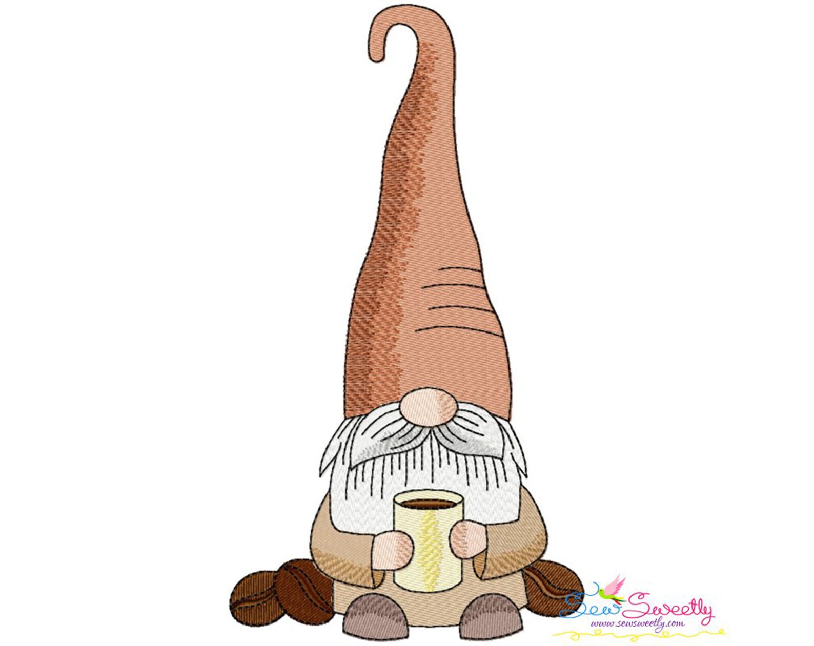 Gnome with coffee9 embroidery design  etsy