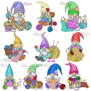 Knitting Gnomes Winter Embroidery Design Bundle For Computerized Embroidery Machines