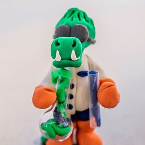 Mad Scientist Gator | Handmade | Gator Gift | University of Florida Gift | Polymer Clay Figurine |