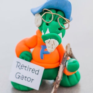 Retired Gator| Handmade | Gator Gift | University of Florida Gift | Polymer Clay Figurine |