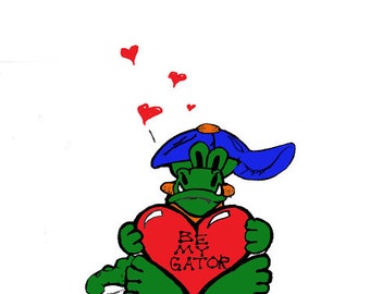 Gator Valentine Greeting Card | Gator Greeting Cards | Florida Gator Original Greeting Cards | Gator Gifts