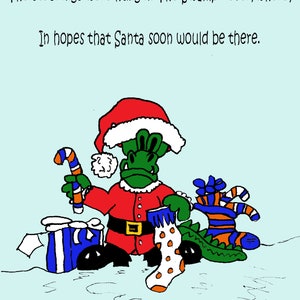 Gator Santa Stocking are hung Greeting Card | Gator Greeting Cards | Florida Gator Original Greeting Cards | Gator Gifts