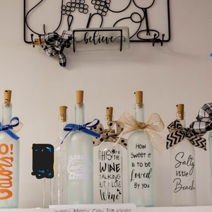 Lighted Wine Bottle| Unique Wine Bottle Gifts| Frosted Wine Bottles| Wine Bottles Decor