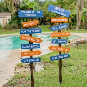 UF Gator Pool/Yard Signs | University of Florida Gator Fan Signs | Wood Directional Signs (Post and hardware NOT included)