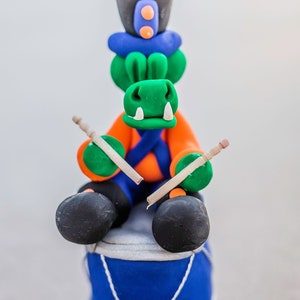 Gator Drummer | Handmade | Gator Gift | University of Florida Gift | Polymer Clay Figurine |